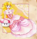 peach on mushroom