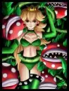 peach in green