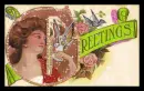 Greetings, Women, Vintage, Lady, Hello