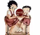 Two Betty Boop sit old fashion with Coca Cola