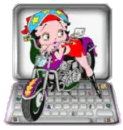 Betty Boop ride her motorcycle on laptop