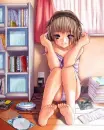Girl in her room listening to music