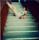 on the stairs