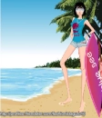 beach girl in blue