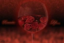 red roses in glass