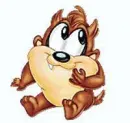 Baby Taz Sitting wtih Name