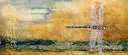 Old Windmill and Dragonfly in Light Blue and Yellow