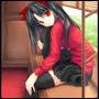 red eyed balck haired girl