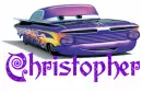 Christopher purple car