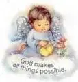 Angel baby watering flowers