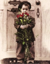 kid with roses