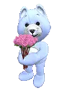 blue teddybear dozen pink roses