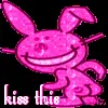 pink kiss this/happy bunny