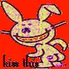 rainbow kiss this/happy bunny
