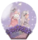 Mary and Joseph  praying in globe
