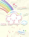 cute cloud in the sky with a rainbow, everyday smile, happy, love