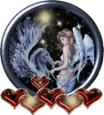 Angel with unicorn in globe