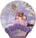 girl angel with angel watching her in globe