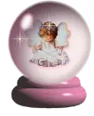 purple baby angel in globe