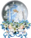 praying angel in blue globe