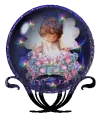 baby angel with flowers in globe
