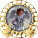 baby angel in heart globe