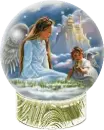 angel mom and child globe