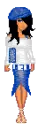blue and white doll