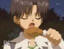 he is eating...