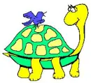 girl turtle green with bird