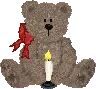 Teddy bear w/glowing candle