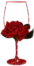 Red glass w/rose