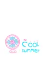 pink and blue fan blowing air : cool summer