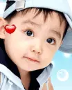 cute little boy wink with a heart