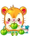 cute hamster eat an apple