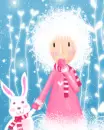 cute girl & her bunny in winter