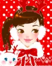 cute christmas girl with her cat