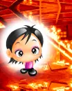 little girl ready to fight with knives
