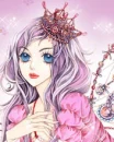 violet & pink princess with a crown thinking