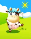 cow dancing in the meadow