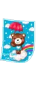 cute teddy bear on a cloud near a rainbow