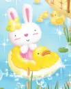 cute bunny on a duck buoy