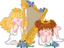 2 cute angels w/harp