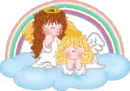 2 cute angels in clouds 