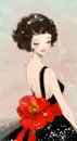GIRL IN BLACK DRESS WITH RED FLOWER