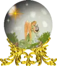 Angel w/harp in globe