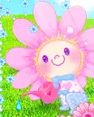 pink flower taking care of the garden