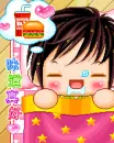 cute little boy dreaming of yummy food