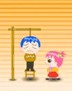 cruel little girl hanging her boyfriend