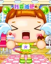 little girl crying with a cuppy cake & an ice cream